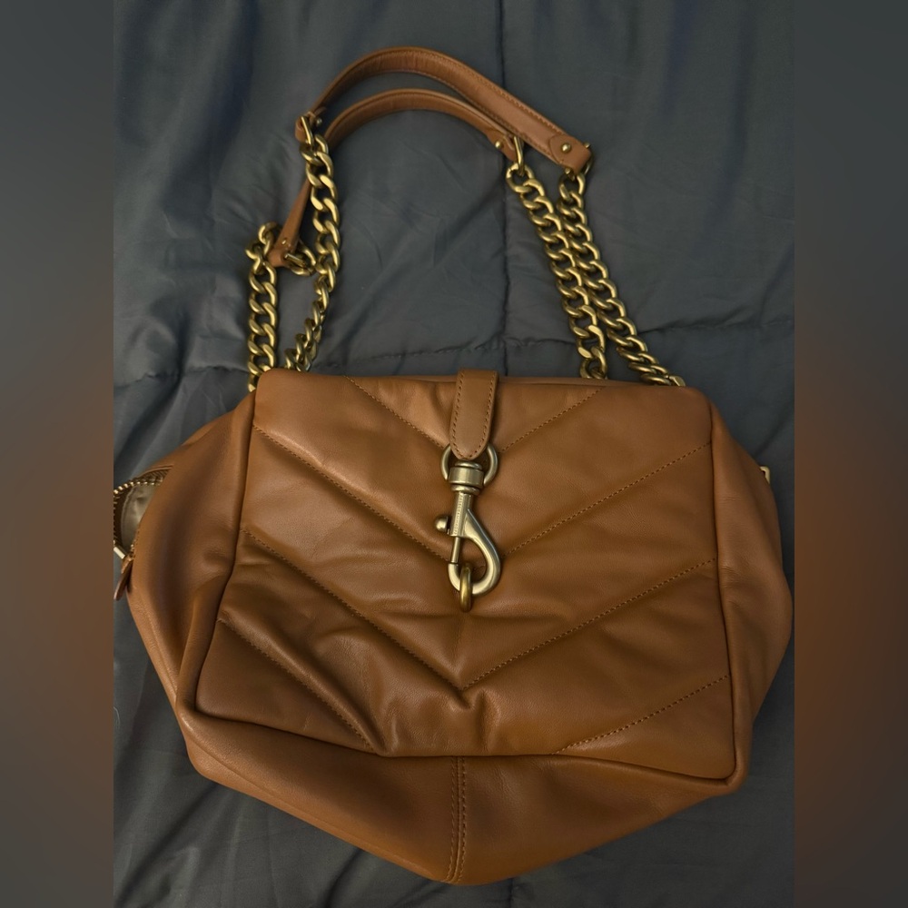 Rebecca Minkoff Tan Leather Satchel with Gold Chain